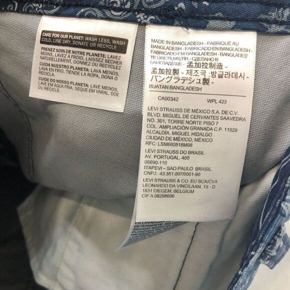 LEVI'S Jean Chore Pants Printed Bandana Straight Leg Men's Size 31x32 Blue White - Picture 7 of 10